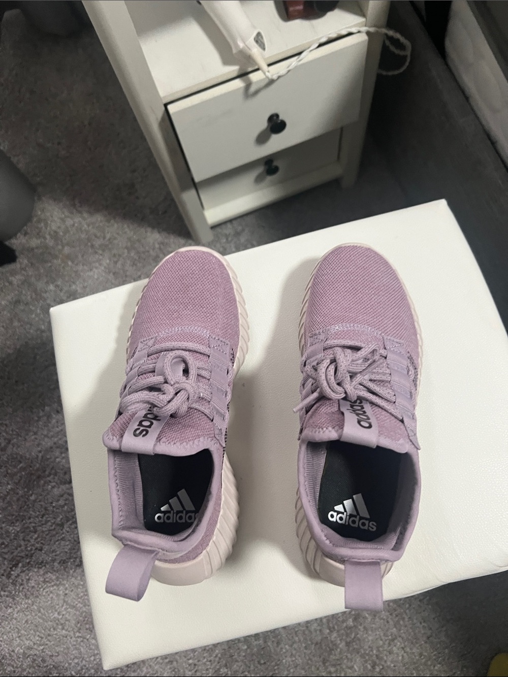 adidas Lilac Knit Lace-Up Sneakers with White Sole